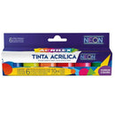 Acrilex Tinta Acrílica Neon  com 6 Unidades Pote 10ml Cada