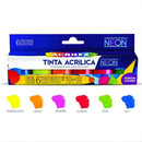 Acrilex Tinta Acrílica Neon  com 6 Unidades Pote 10ml Cada