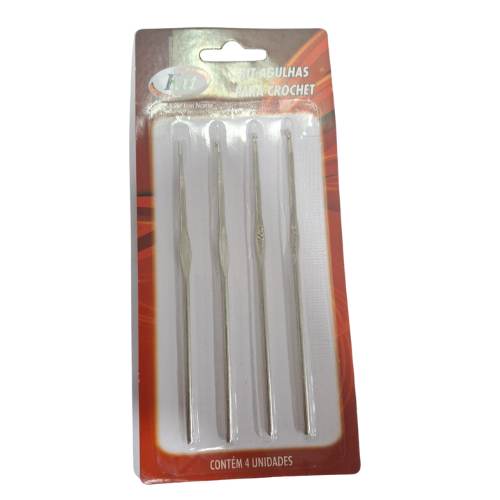 Kit Agulhas Aço Crochet 4 Unidades
