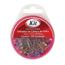 Kit Alfinete de Cabeça de Vidro 100 Unidades